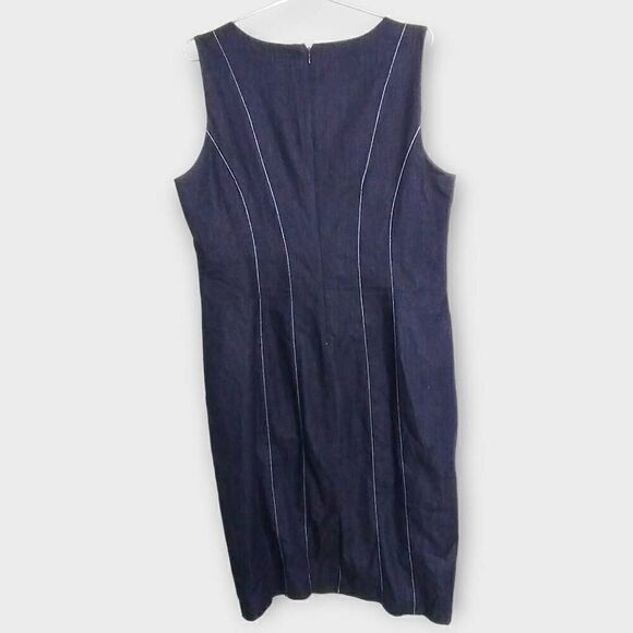 NY&Company Womens Dress Sz 16 Navy Sheath Stretch Professor Cottagecore Business - Picture 7 of 7